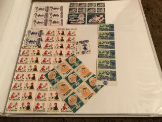 Album FULL of sheets of Vintage Christmas Seals Stamps 1950 ' s - 1970 ' s 2