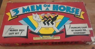 Vintage 3 Men On A Horse Board Game Complete,  Milton Bradley Movie Tie - In