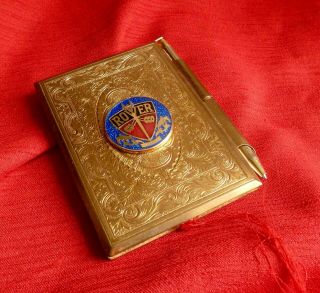 Vintage Stratton Gold Plated Note Pad & Pen Holder - Rover Car Badge