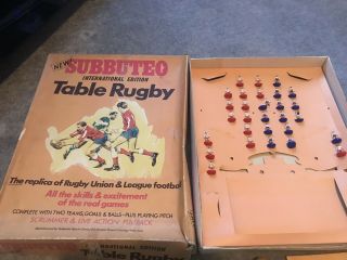 Vintage Subbuteo Table Rugby Spares Pitch,  Balls,  Kickers,  Posts,  Instructions
