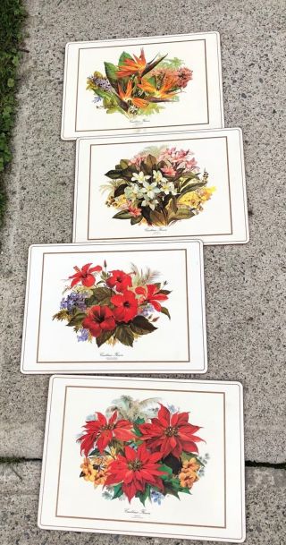 Vintage Pimpernel Cork Placemats Tropical Caribbean Flowers Set Of 4