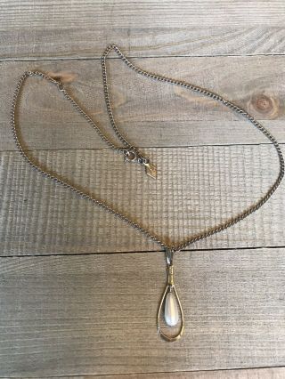 Vintage Signed Sarah Coventry Faux Pearl Teardrop Snowdrop Pendant Necklace