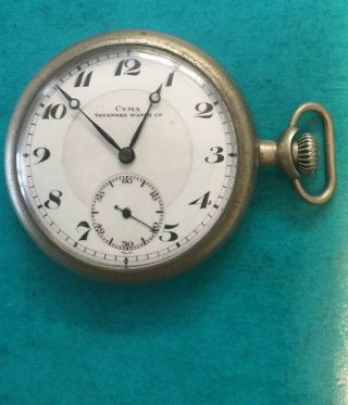 Vintage Silver Plated Cyma Tavannes Pocket Watch.