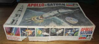 Apollo Saturn Rocket Moon Lunar Land NASA Vtg Monogram Model Kit 1968 1/144 USA 2