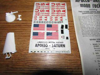 Apollo Saturn Rocket Moon Lunar Land NASA Vtg Monogram Model Kit 1968 1/144 USA 7