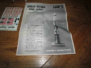 Apollo Saturn Rocket Moon Lunar Land NASA Vtg Monogram Model Kit 1968 1/144 USA 8