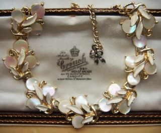 Vintage Jewellery Enamel,  Real Mother Of Pearl Bridal Necklace By Exquisite