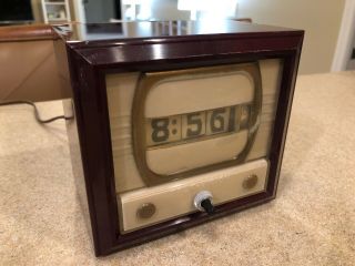 Vintage 1955 Tele - Vision Numechron Tymeter Clock Rotating Numbers Tv Model