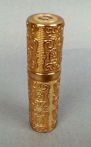 Vintage Derringer Perfume Container Tube Goldtone Filagree