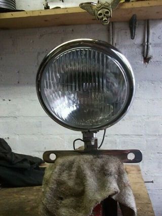 Vintage 6 Inch Bates Headlamp With Stainless Bracket Triumph Bsa