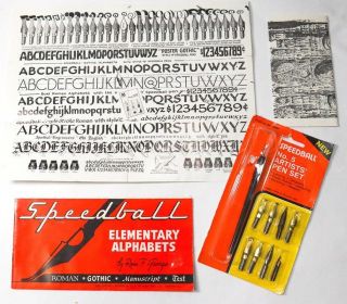 Vintage Speedball Art Pen Kit No.  5 Hand Lettering And Calligraphy Set