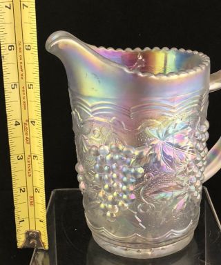 Vintage Imperial Grape Carnival Glass Milk Pitcher in Sparkling White Clear Tag 4