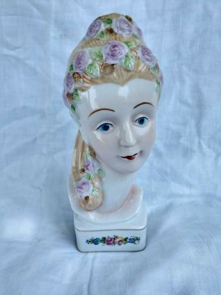 Vintage 10 " Head Vase / Wall Pocket - Long Blond Haired Lady’s W/blue Eyes