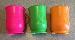 Vintage 1980’s Plastic Kool Aid Neon Cups (3) Pink Green Orange Euc