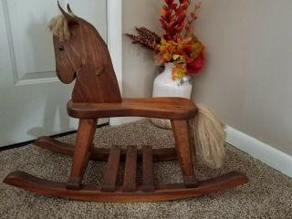 Vintage Wooden Rocking Horse - Rustic,  Country Home Decor 1980s Or Earlier