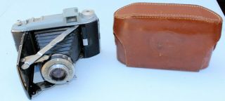 Kodak Tourist Camera W/anaston F/4.  5 105mm Lens Folding Bellows & Leather Case