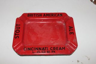 Vintage Enamel Ashtray Stout Ale Cincinnati Cream Lager British American Beer S3