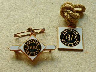 Vintage Matched Pair Horse Racing Members Badge Chepstow Race Club 1970