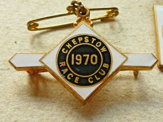 VINTAGE MATCHED PAIR HORSE RACING MEMBERS BADGE CHEPSTOW RACE CLUB 1970 2