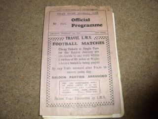 Vintage Pre War Rugby League Programme Wigan V York 24th February 1934