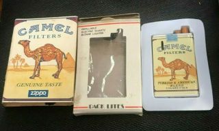Vintage Zippo Camel Filters " Pack Lites " Cigarette Lighter In Package