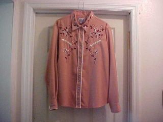 Womens Ladies Vintage Western Rhinestone Shirt Great Detail Panhandle Slim Xl