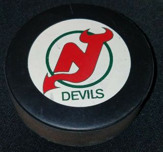 1980s Jersey Devils Inglasco Vintage Canada Nhl Hockey Game Puck