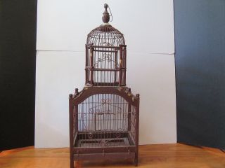 Vintage Decorative Collectible Bird Cage - Wood And Wire Table Top Or Hang