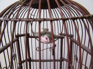 VINTAGE DECORATIVE COLLECTIBLE BIRD CAGE - WOOD AND WIRE TABLE TOP OR HANG 8