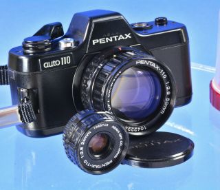 Vintage Pentax Auto110 Mini Compact Spy Camera W/pentax 24mm And 50mm F/2.  8 Lens