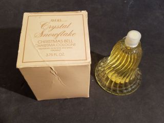 Full Bottle 1980 Vintage Avon Crystal Snowflake Christmas Bell Charisma Cologne