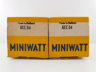 2 X Ecc34 Tubes.  Philips Miniwatt Brand.  Nos/nib,  Pair.  C2 En - Air