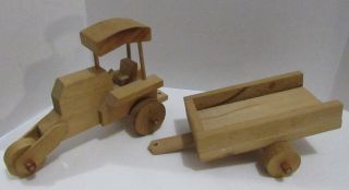 Vintage Large Handmade Wooden Tractor Trailer Farm Play Bedroom Decoration Toy