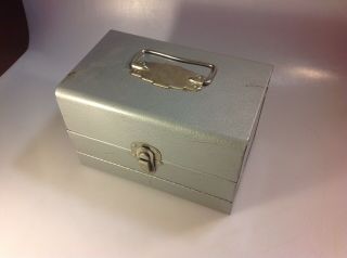 Vintage Metal 8mm Movie Film Storage Box W/ 12 Metal Reel Cans / Containers 3