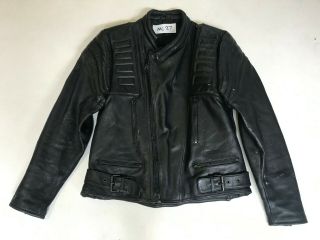 Modeka Mens Vintage Leather Motorbike Jacket In Black (mc27)