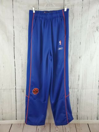 Vintage Reebok York Knicks Nba Team Breakaway Warm Up Snap Pants Blue M Euc