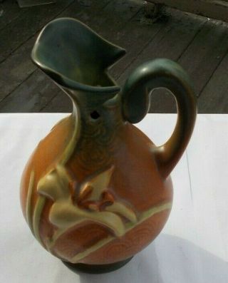 Vintage Roseville Art Pottery Ewer Pitcher Vase 22 - 6 Great Shape 6 " Zephyr Lily