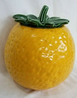 Vintage Mccoy Orange Fruit Cookie Jar With Usa On The Side - Pristine