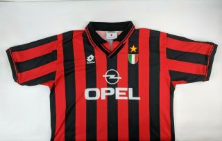 Vintage 1994 1995 Ac Milan Lotto Home Football Shirt (size Xxl)