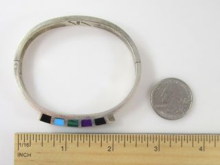 Mexico Hinged Bangle Bracelet Vintage Signed Sterling Silver 49.  6g | 7 