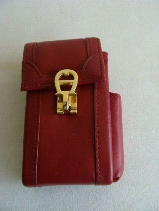 Vintage Etienne Aigner Red Leather Cigarette Case With Lighter Pocket - Euc