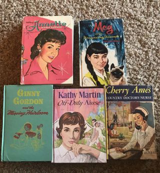 5 Vintage Books - Annette,  Kathy Martin,  Cherry Ames Nurse
