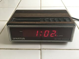 Vintage Spartus 1108 Alarm Clock: Red Led Display,  1980 