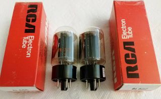 RCA 6L6GC BLACK Plate 2 - Tubes HoLy GrAiL O - Getter STRONG Matched Pair 70 ' s USA 2