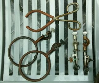 Vintage Bunsen Burner Clamps And Rings