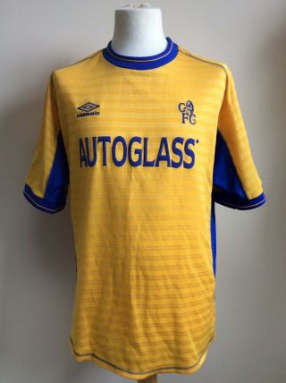 Vintage Chelsea Fc Football Shirt Autoglass Away 2000 2002 Size Xl