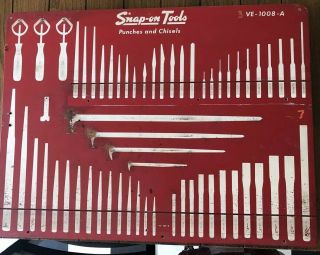 Vtg Snap On Tool Location Board For Wall Box Or Wall.  Punches & Chisels 2 Sided