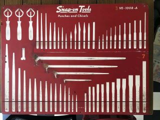 VTG SNAP ON TOOL LOCATION BOARD FOR WALL BOX OR WALL.  PUNCHES & CHISELS 2 SIDED 2