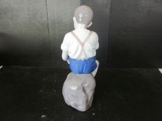 Vtg Bing & Grondahl Porcelain Boy Sitting On Stone Figurine 1757 IPI Signed HH 3