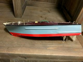 Vintage Japan Ito Kmk Toy Wood Boat 15.  5 "